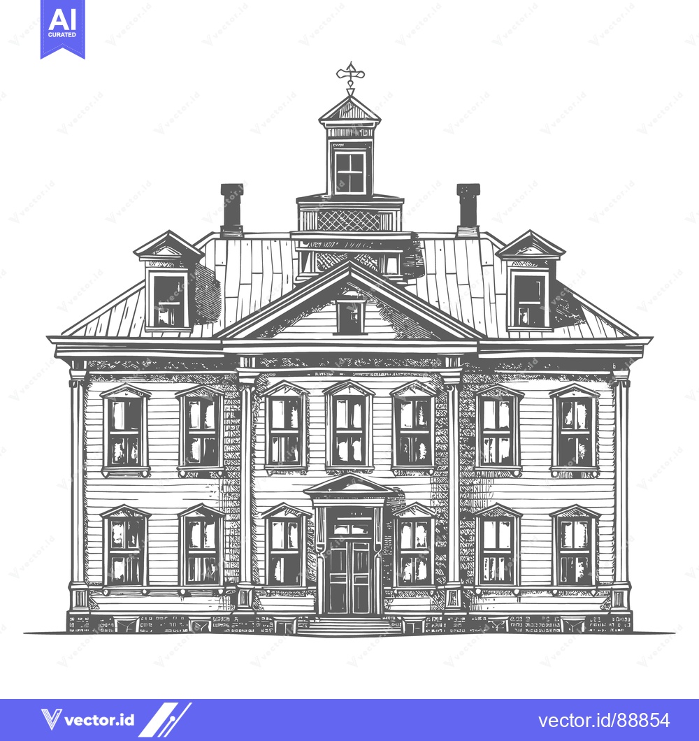 Premium Vector of A Detailed Black And White Architectural Drawing Of A Building