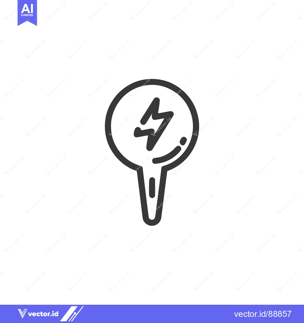 Premium Vector dari Electric Pin: Bold Line Art Icon of Energy Location