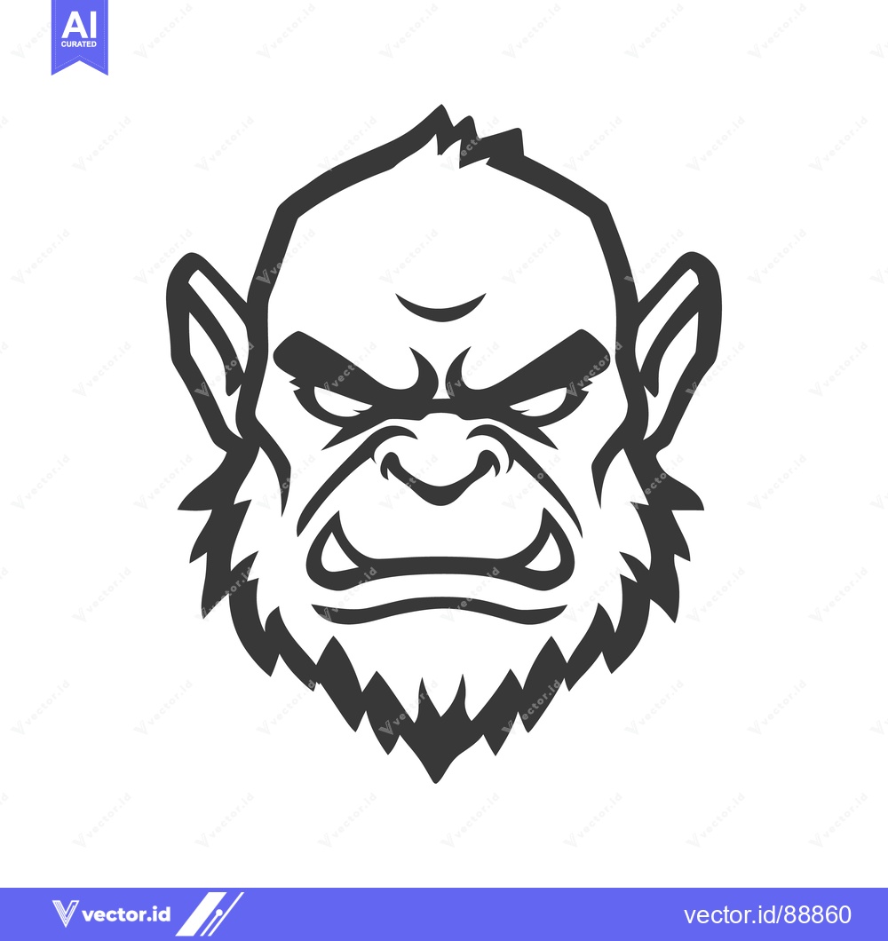 Premium Vector of A stylized illustration depicting a fierce and menacing creature face
