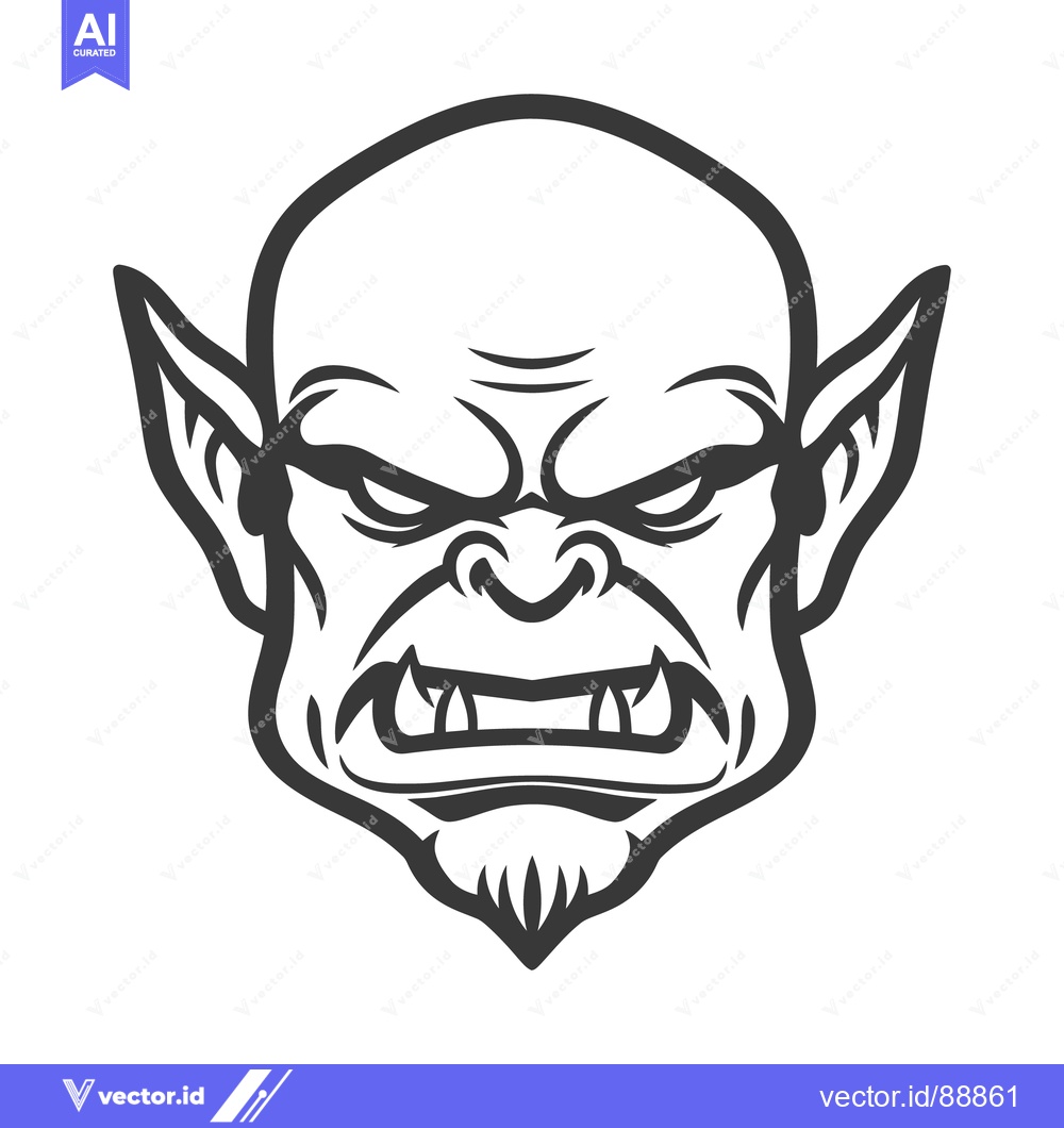 Premium Vector dari A menacing illustration of a bald creature with sharp teeth and ears