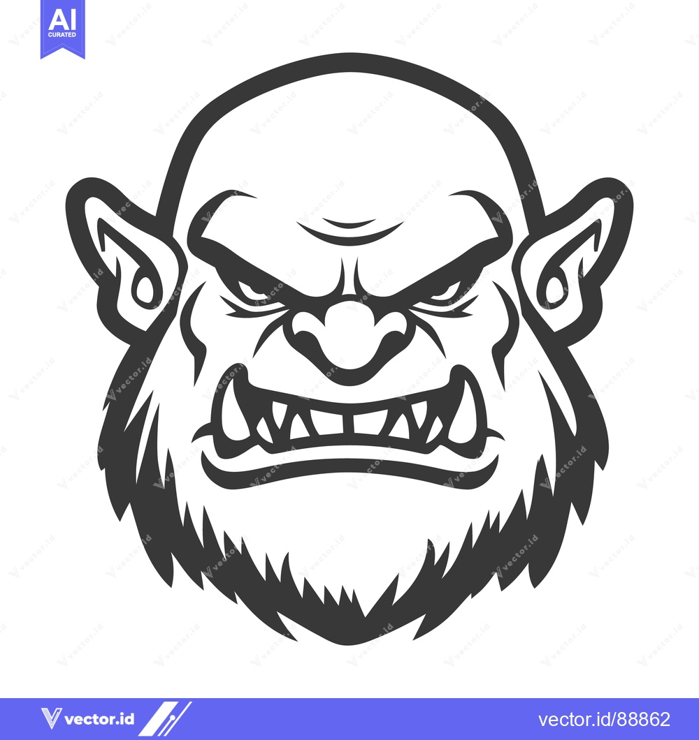 Premium Vector of A Fierce Goblin Monster Head Showing Its Angry Facial Features