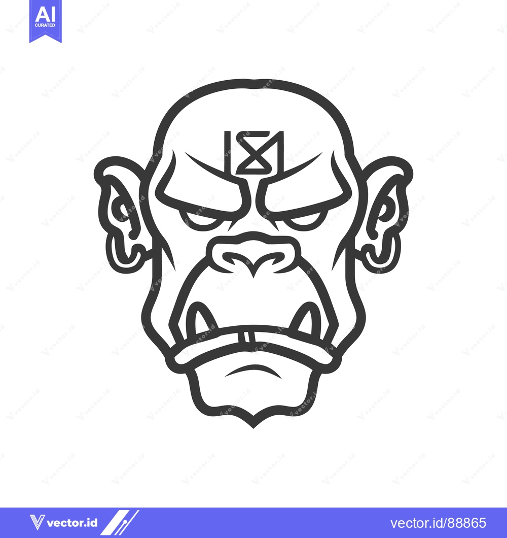 Premium Vector of Detailed drawing of a primate face with geometric markings on forehead