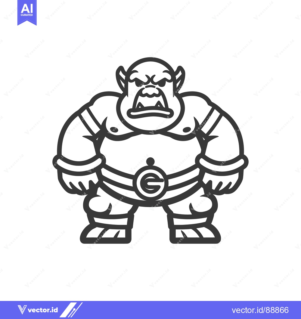 Premium Vector dari A stylized cartoon illustration of a strong menacing humanoid creature