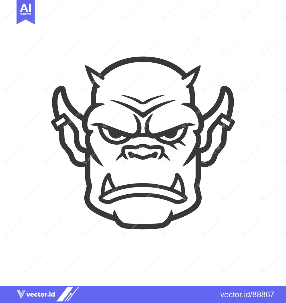 Premium Vector of A stern looking fantasy creature head drawn in bold black lines