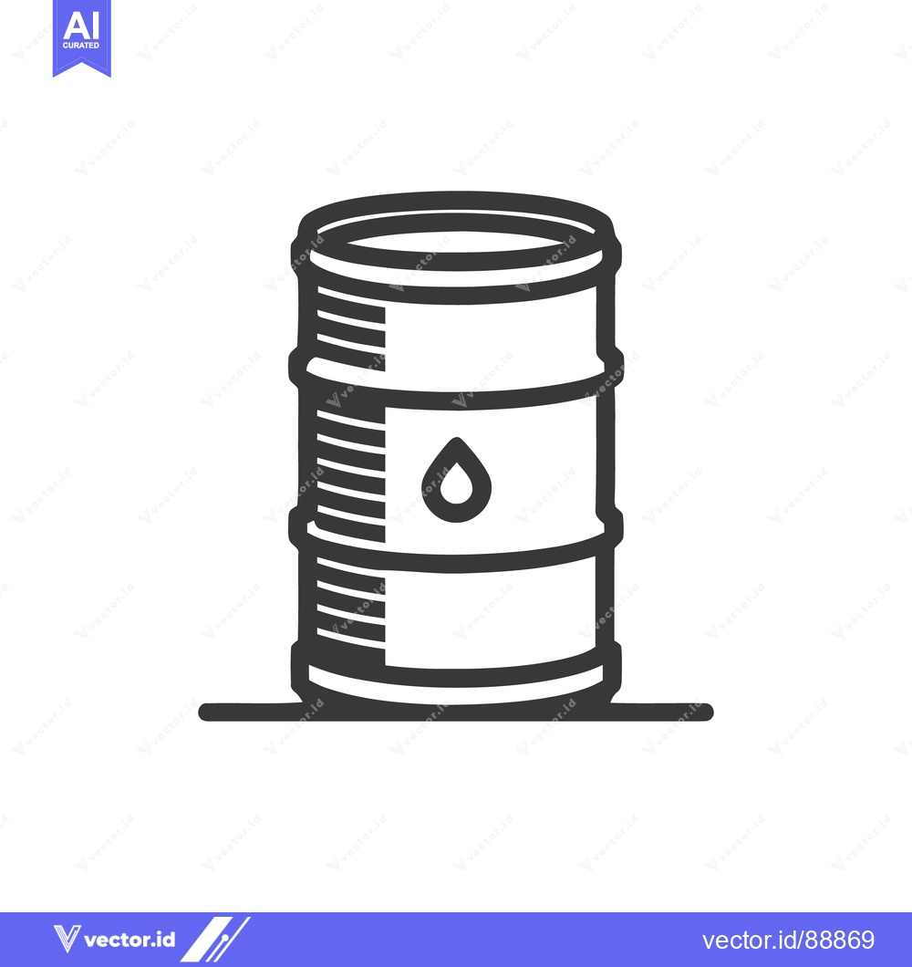 Premium Vector dari Minimalist Oil Barrel Icon: Black and White Industrial Symbolism