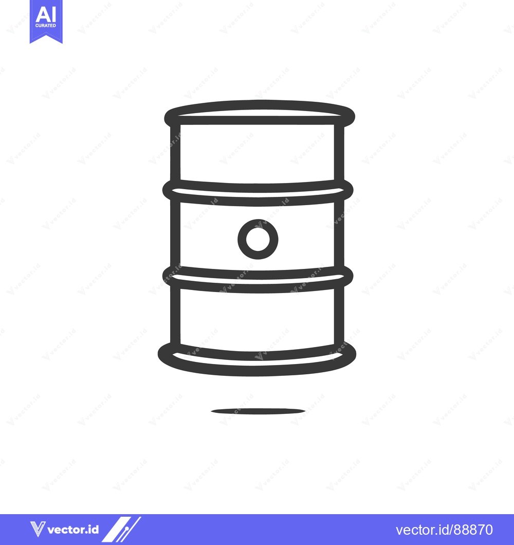 Premium Vector of Minimalist Oil Barrel Icon: Bold Outline on White Background