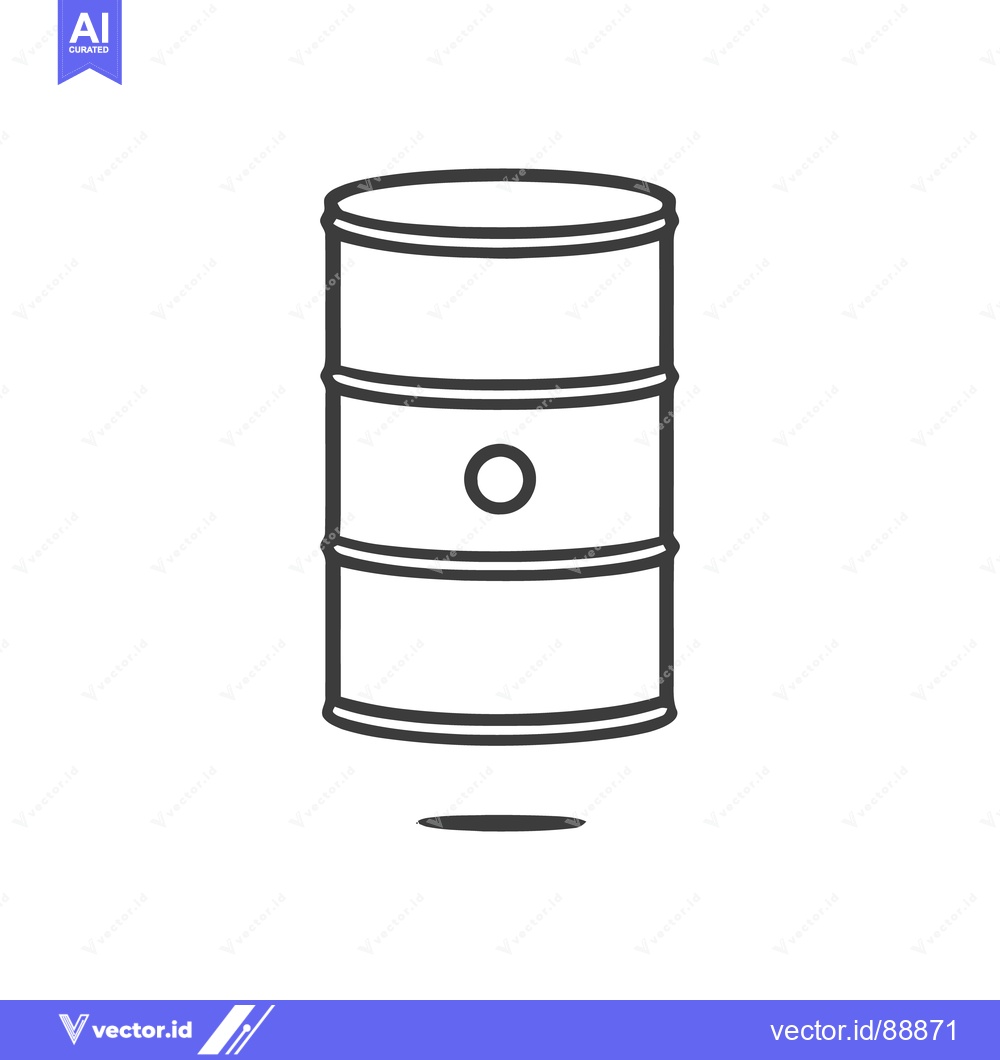 Premium Vector of Minimalist Oil Barrel Icon: Black Outline on White Background, Simple