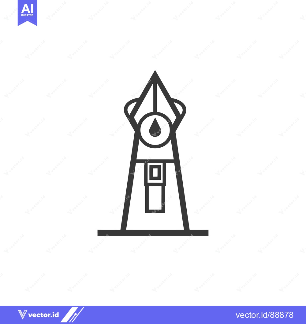 Premium Vector of Oil Rig Platform Icon with Droplet Symbol