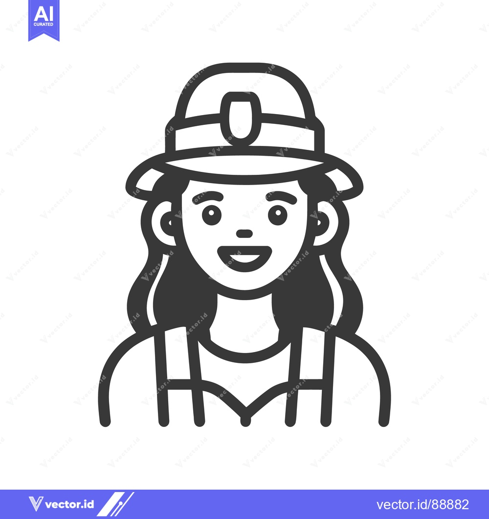 Premium Vector dari A smiling female fire fighter wearing a helmet and uniform