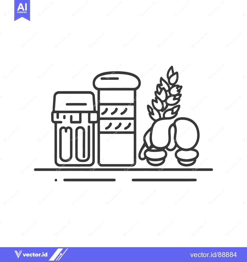 Premium Vector dari Illustrated outline of pills grains and containers on a surface