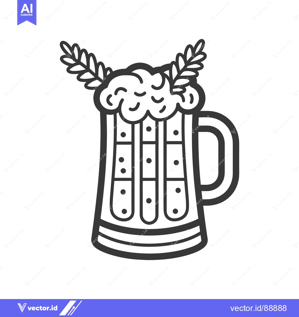 Premium Vector dari A stylized depiction of a beer stein with foam and sprigs