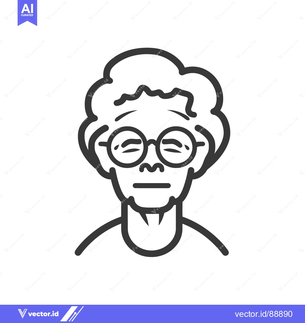 Premium Vector dari An elderly woman wearing glasses shown in a simple illustration style