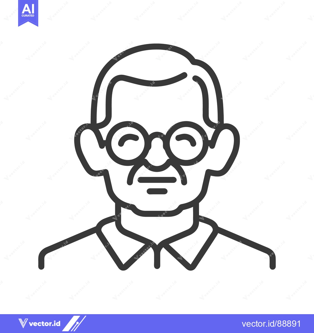 Premium Vector dari A simple outline portrait of a man with round glasses