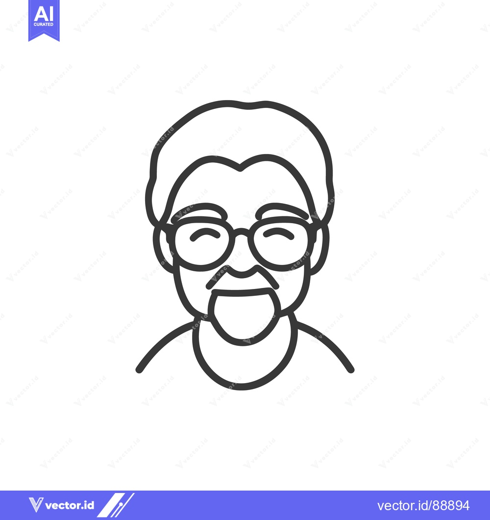 Premium Vector dari A line art depiction of an elderly person with glasses