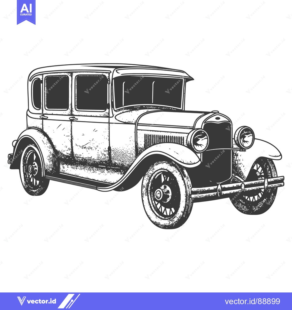Premium Vector of An antique black and white illustration of a classic automobile