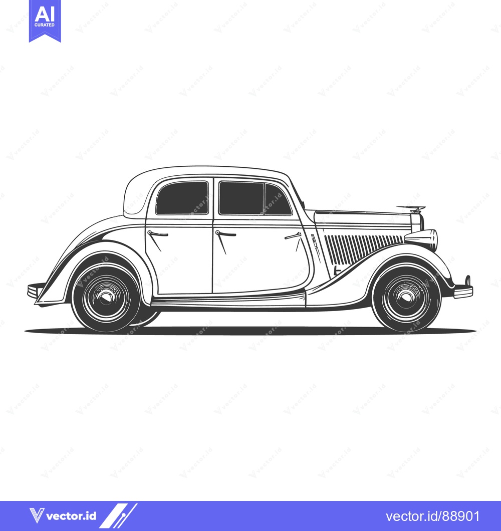 Premium Vector dari An elegant illustration showcasing a vintage classic automobile in pro
