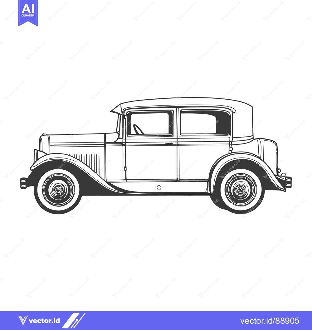Premium Vector of This image depicts a classic vintage automobile from a side view