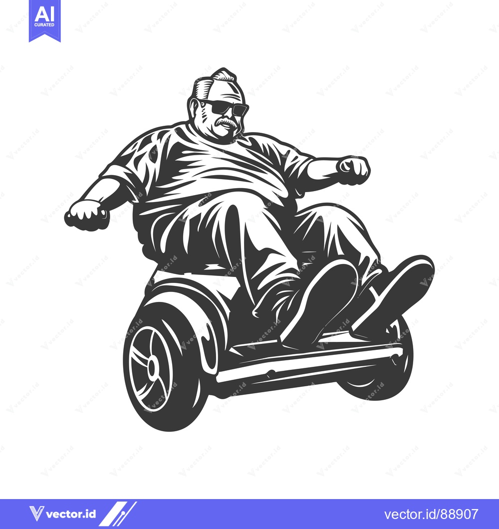 Premium Vector dari Older Man With Mustache Riding a Self Balancing Scooter