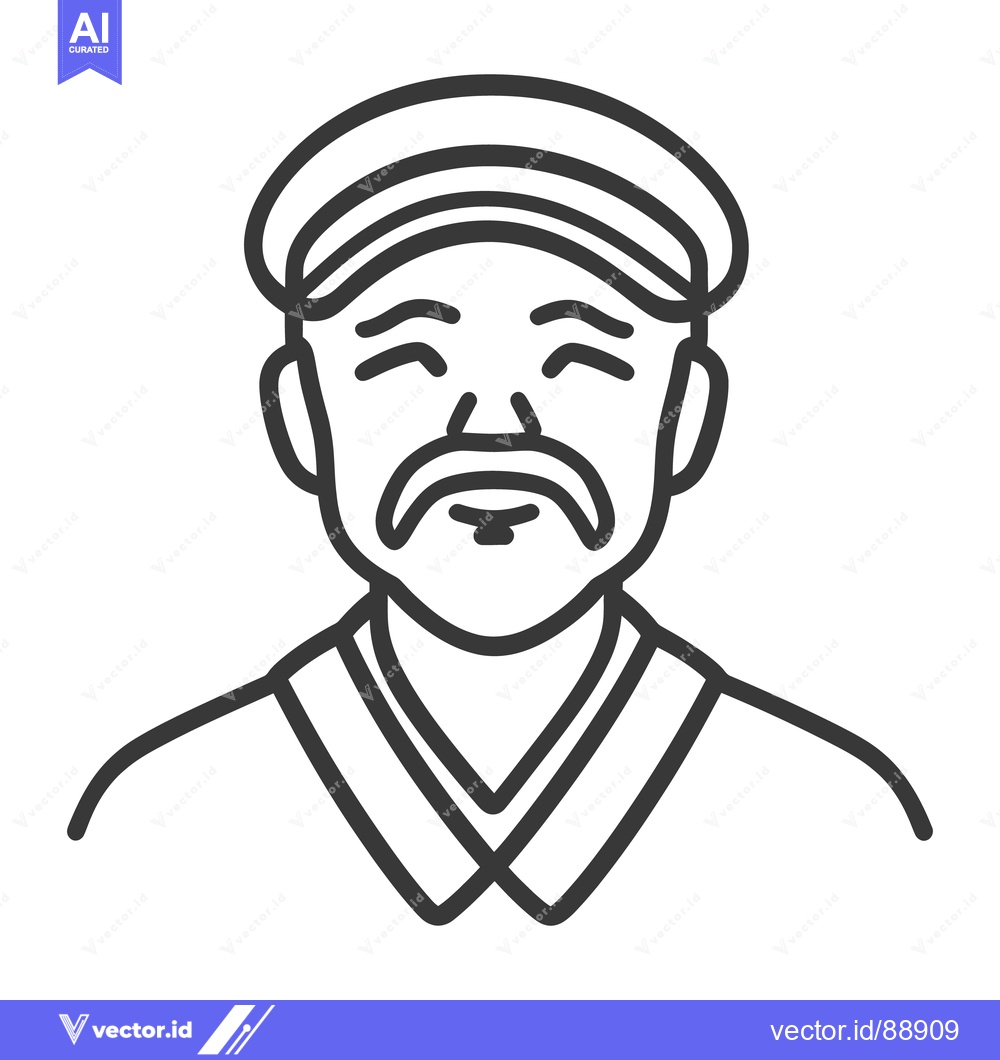 Premium Vector of A Simple Line Art Portrait Depicting a Man with a Mustache