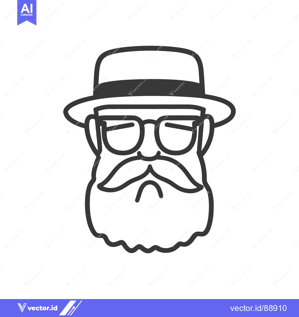 Premium Vector of A Bearded Man Wearing Glasses and a Stylish Hat