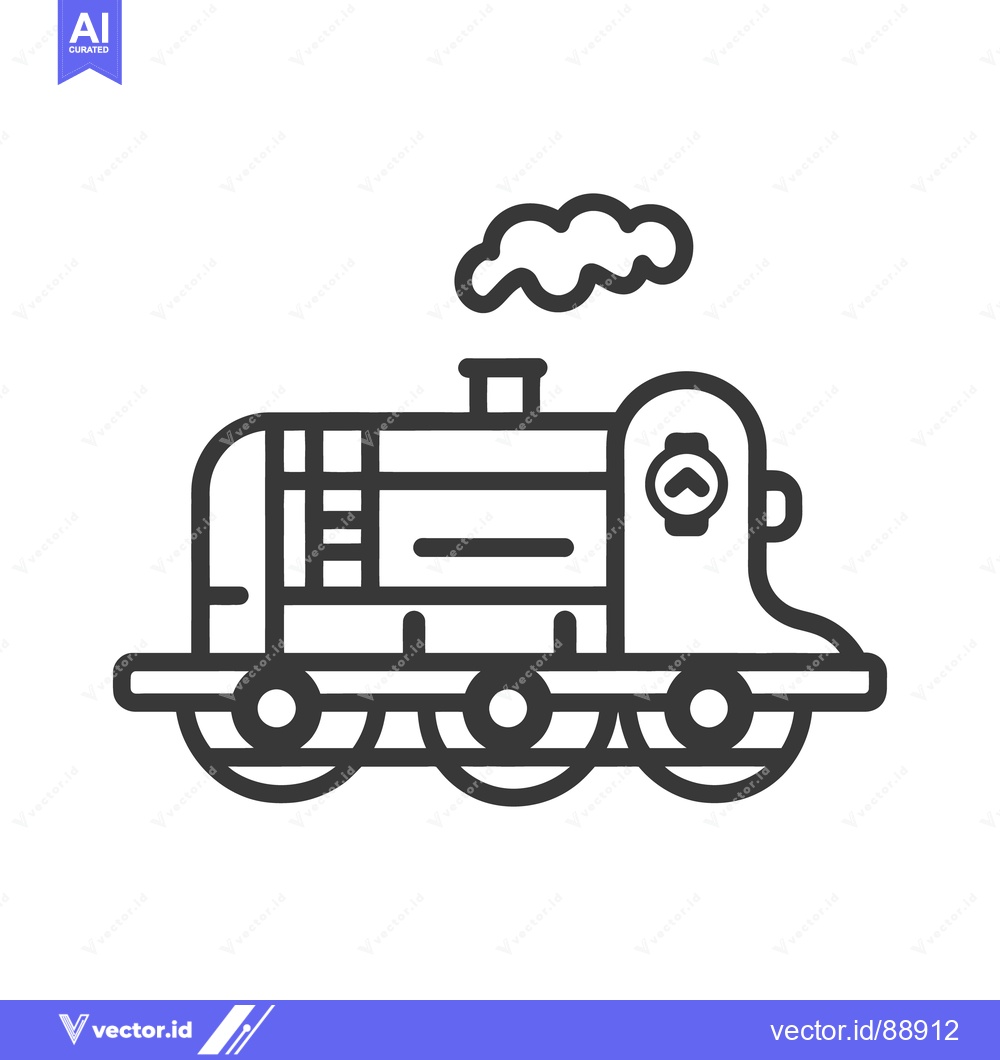 Premium Vector of A detailed black and white depiction of a steam locomotive train