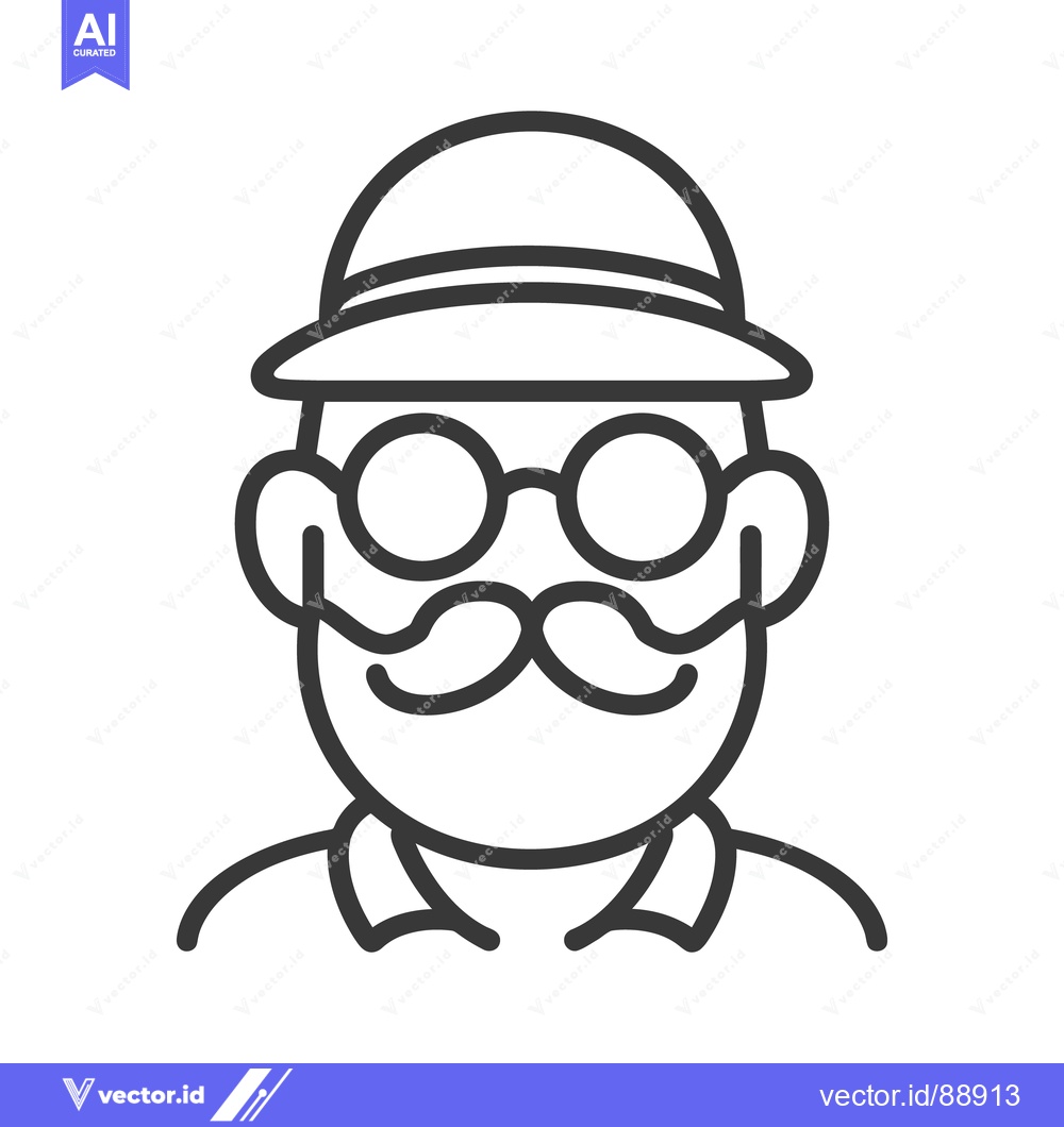 Premium Vector of A line art illustration of a man wearing a hat