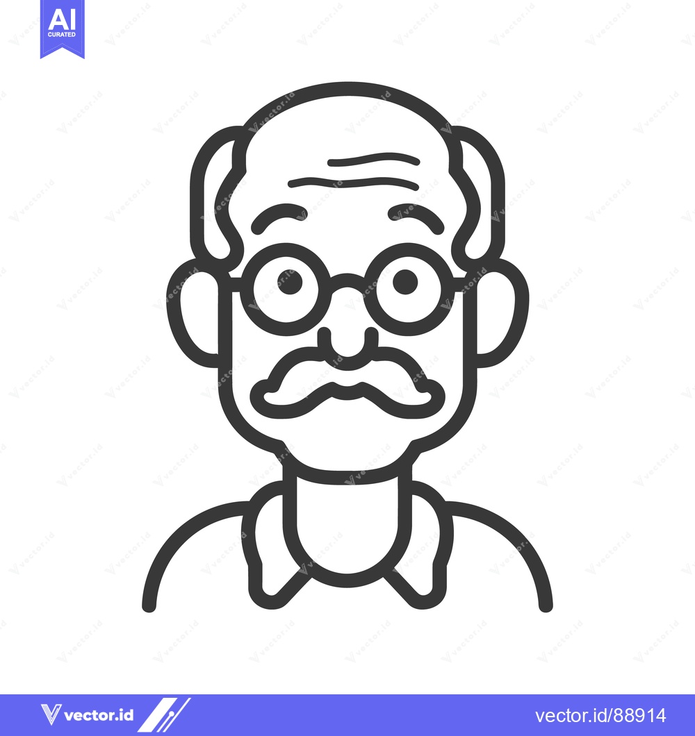 Premium Vector of An illustration depicting a simple outline of an elderly man