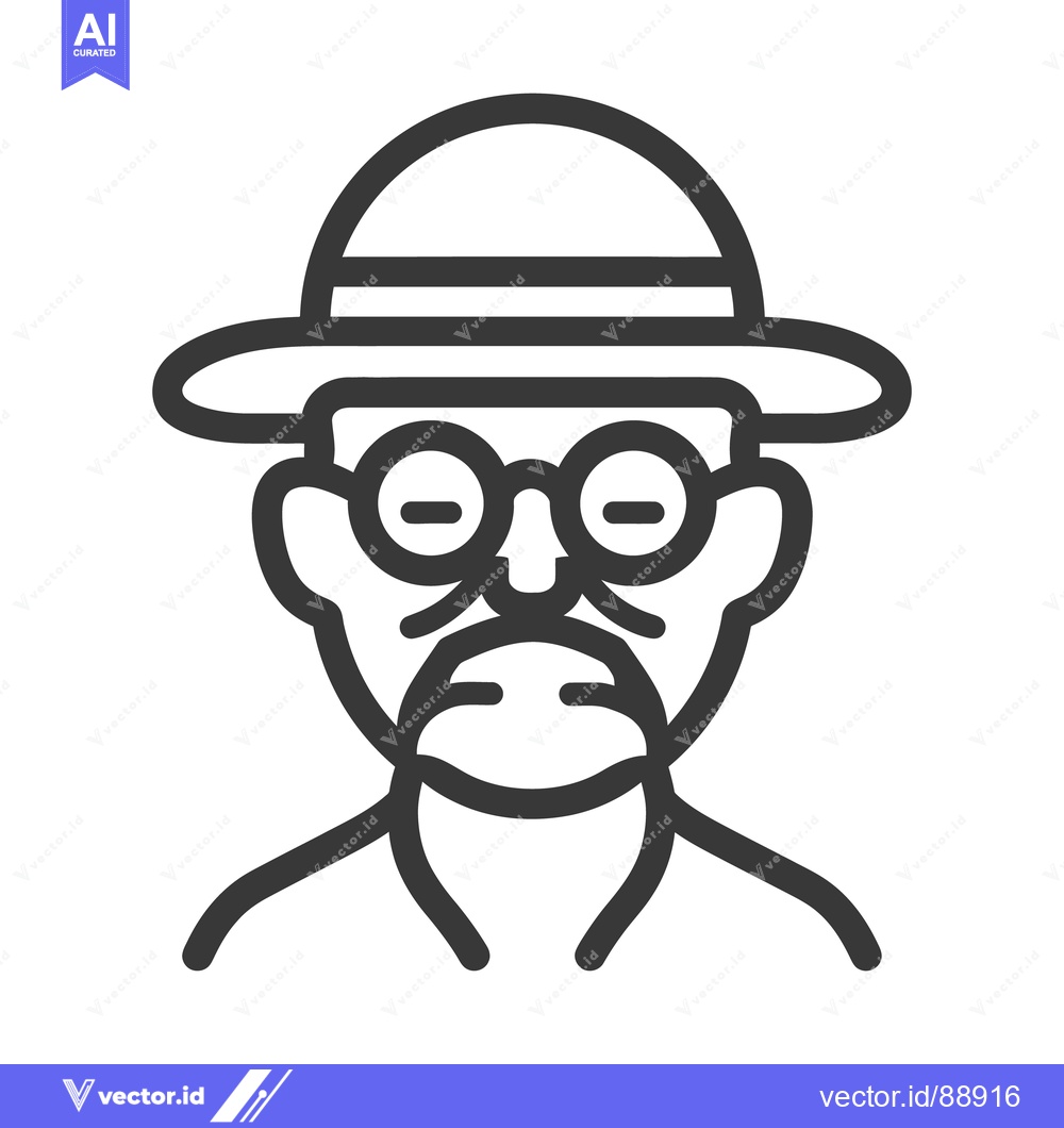 Premium Vector of An illustrated portrait of a man wearing glasses and a hat