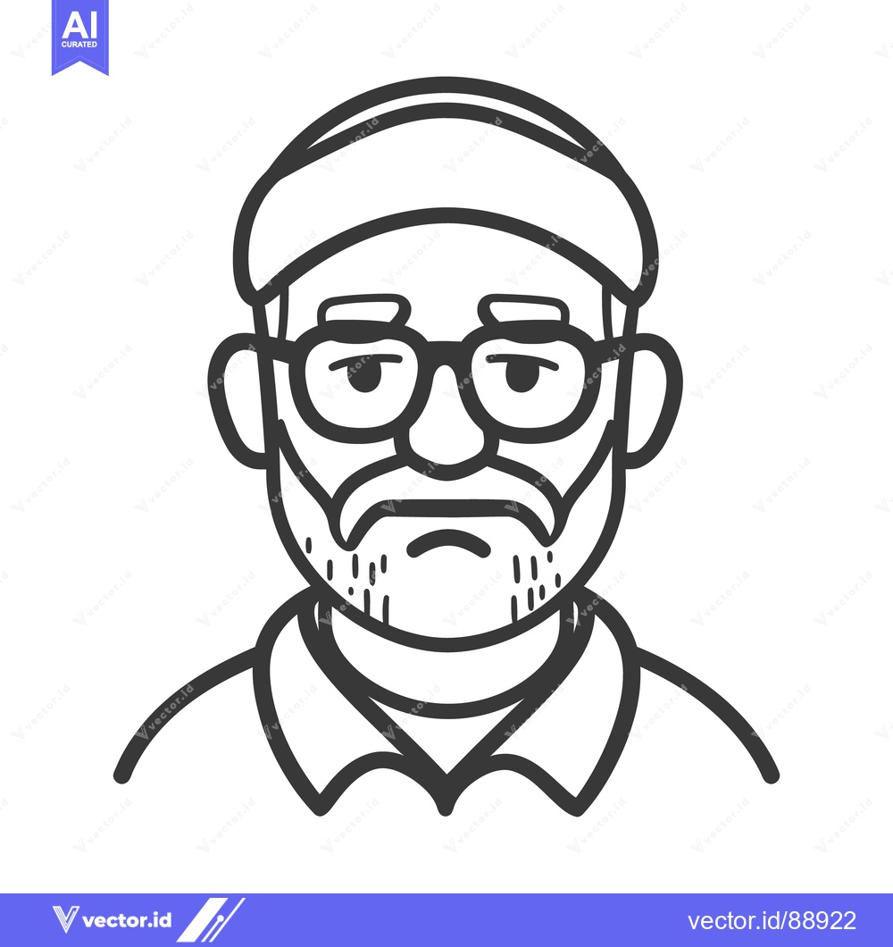 Premium Vector of Simple Black Line Drawing Of A Man With Glasses