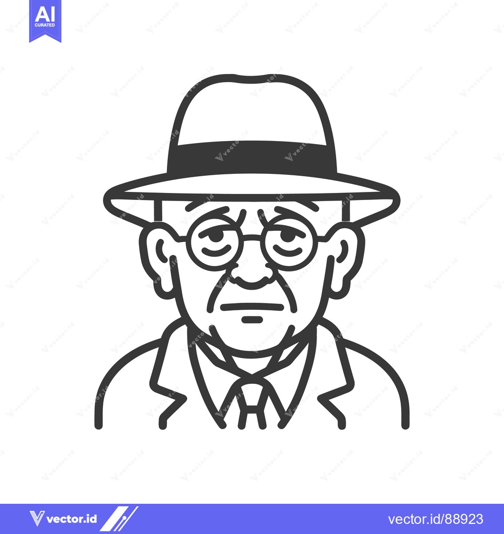 Premium Vector dari An elderly man wearing glasses and a fedora hat