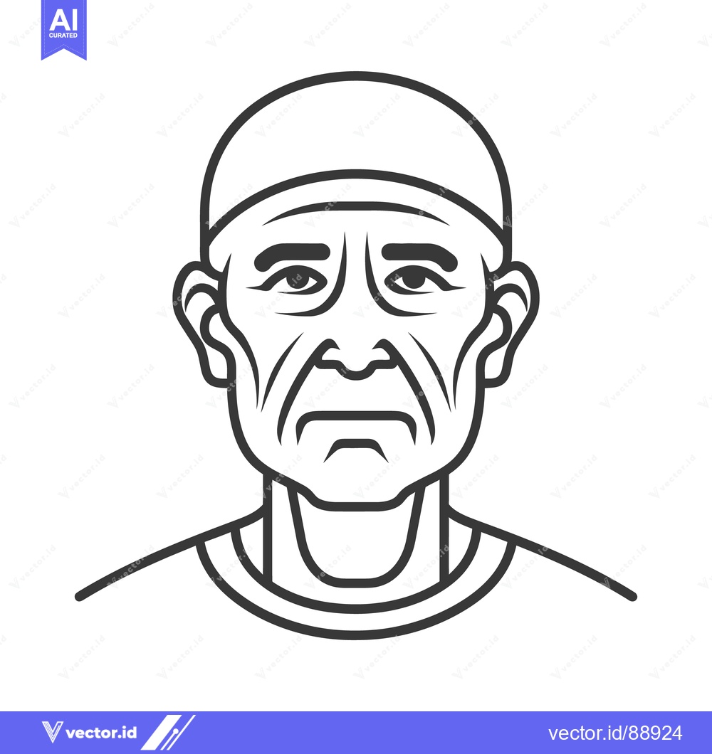 Premium Vector dari A stylized black and white portrait of an older adult male