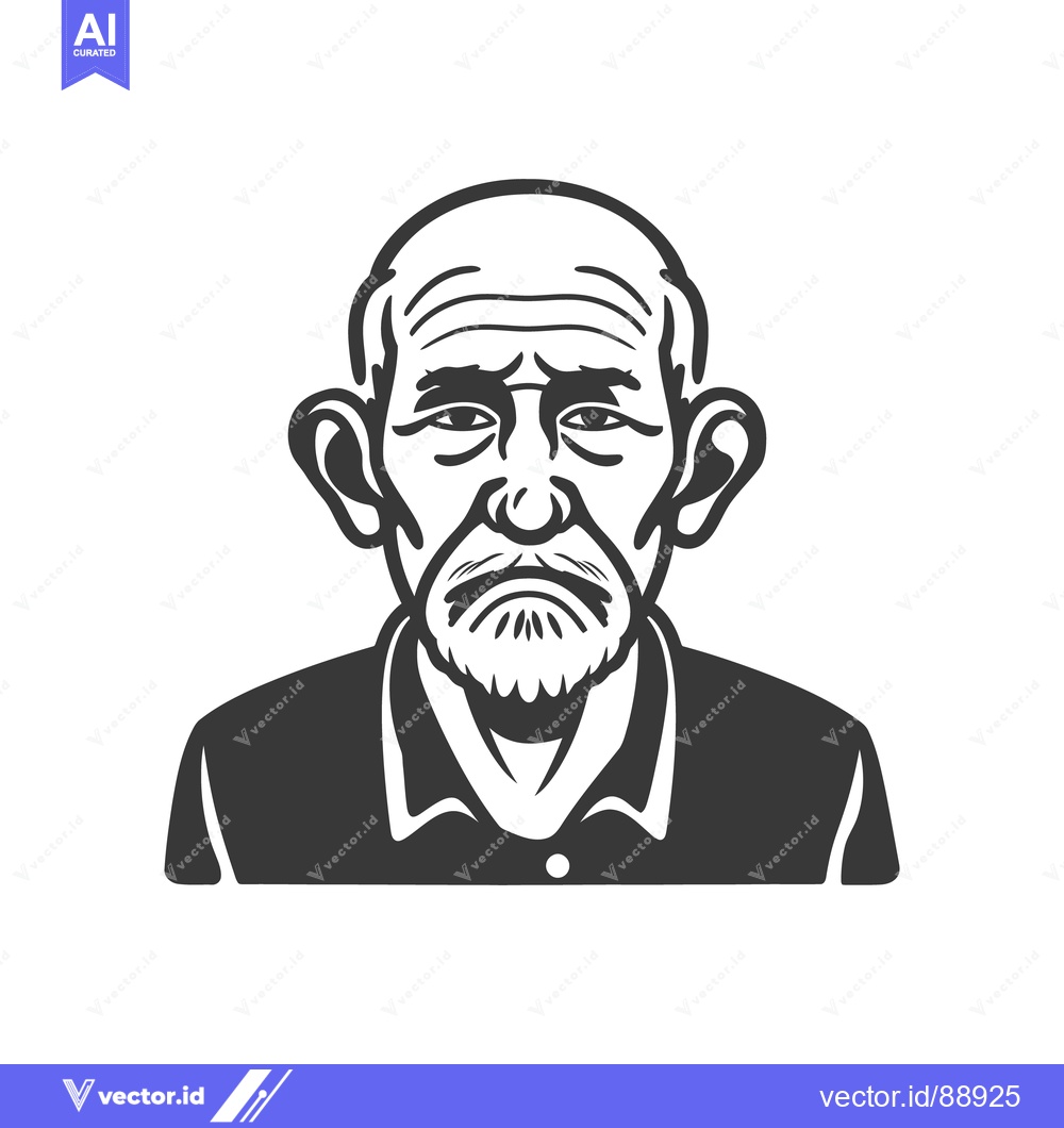 Premium Vector dari A stylized graphic portrait of an elderly man with a beard