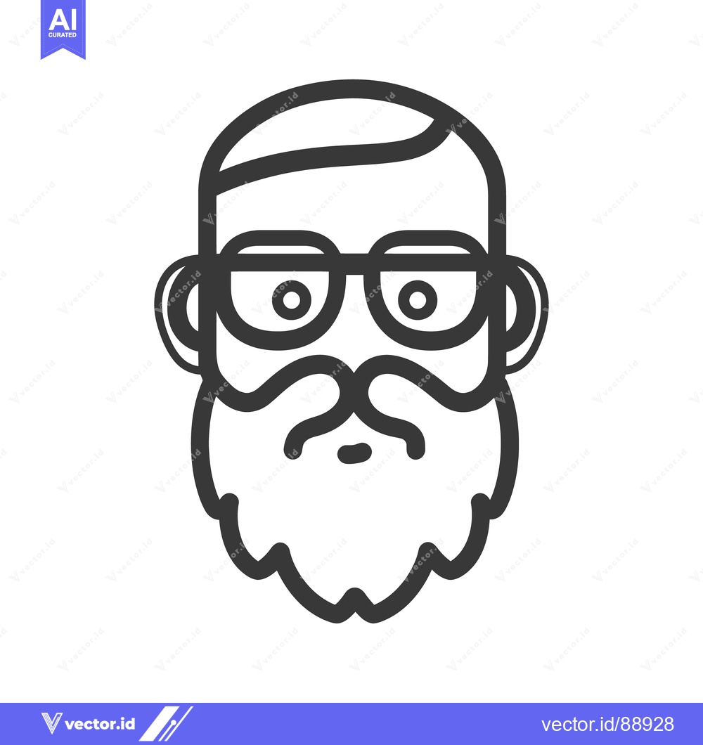 Premium Vector dari Simple line drawing of a man wearing eyeglasses and a beard