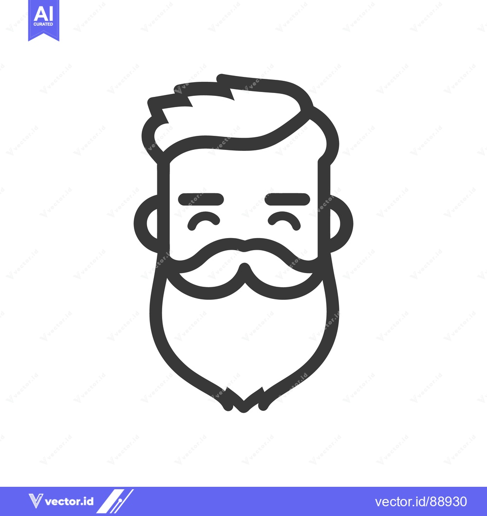 Premium Vector dari A Smiling Man With Beard Mustache and Hairstyle Icon