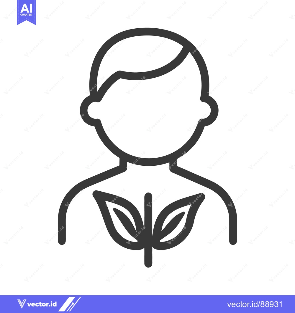 Premium Vector of A simple line drawing of a person with a plant