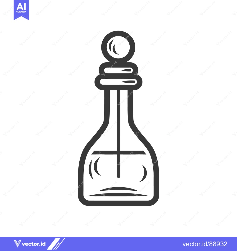Premium Vector dari An illustrated black line art depiction of a glass bottle
