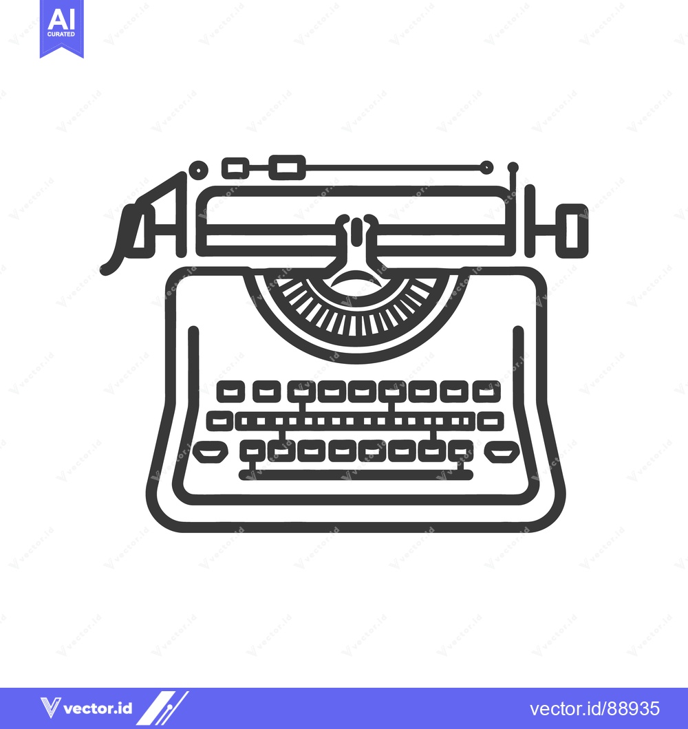 Premium Vector dari Simple black and white line art depiction of a typewriter