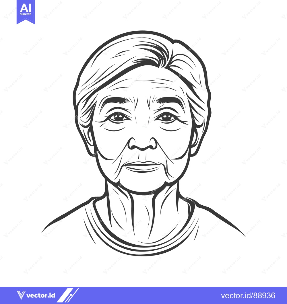 Premium Vector dari A detailed black and white line drawing of a human face