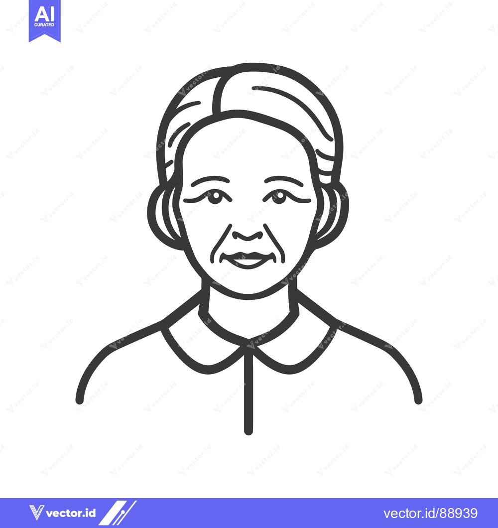 Premium Vector of An illustrated front view image of an elderly woman face