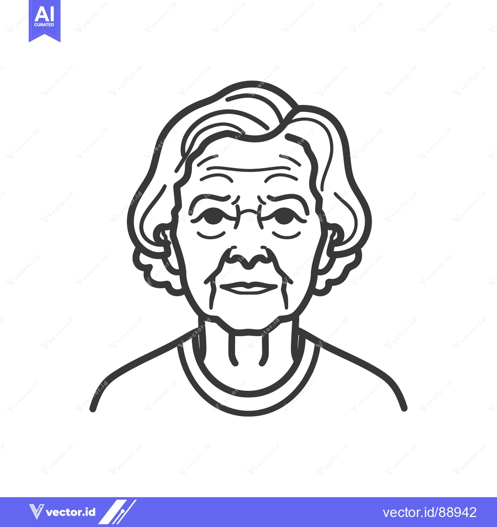Premium Vector of An illustration of a senior woman with spectacles and short hair