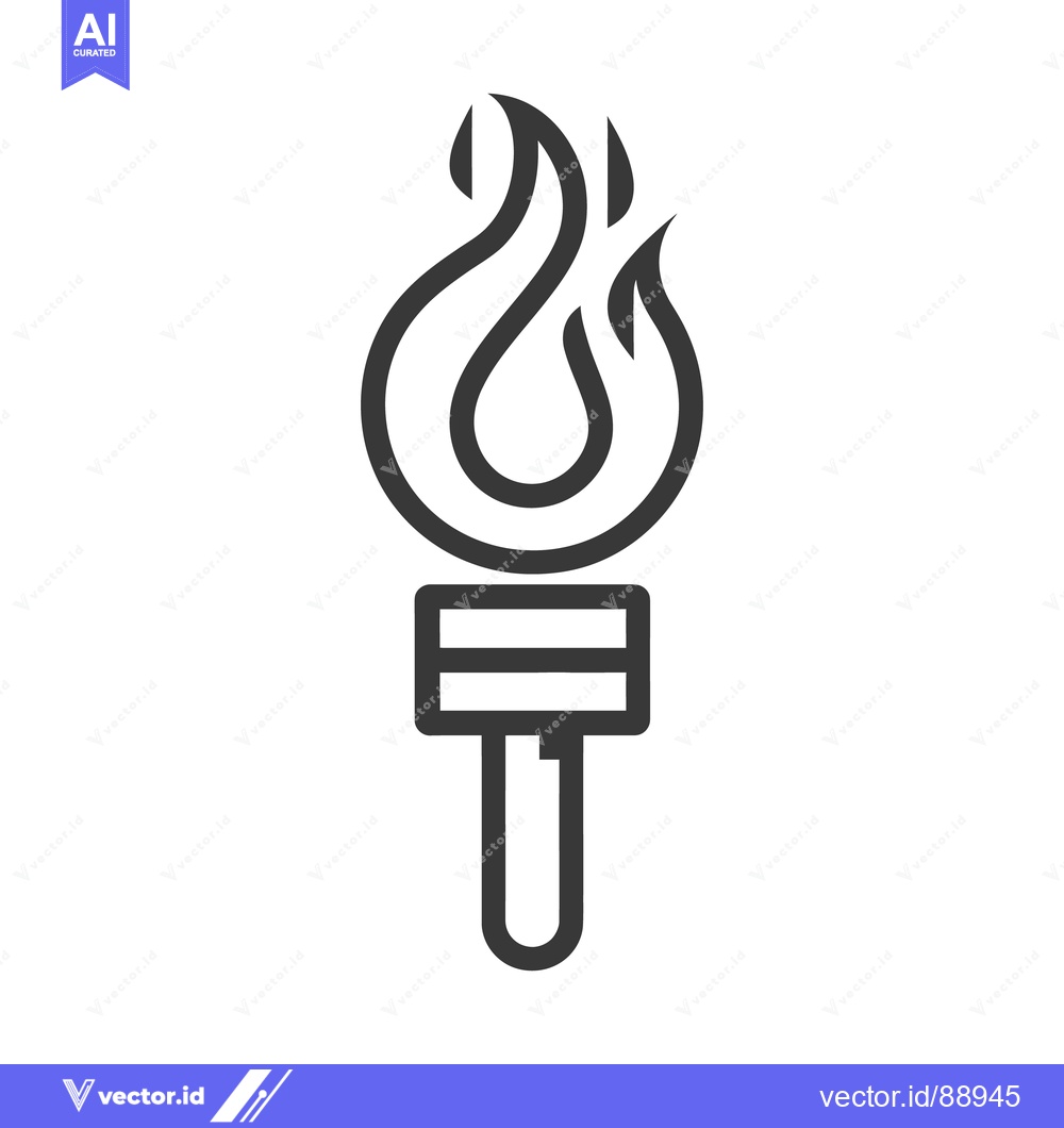 Premium Vector of A simple line drawing depicting a lit torch with flames