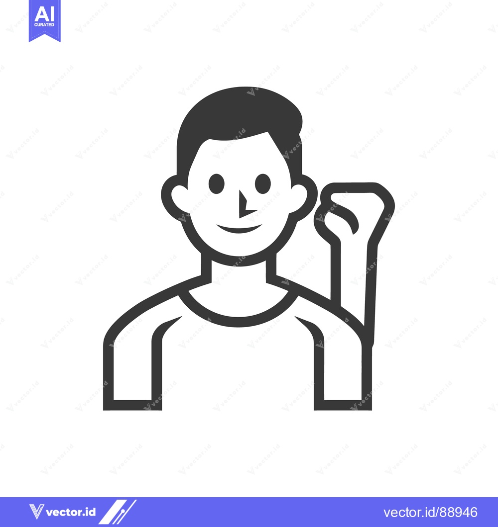 Premium Vector dari A black and white illustration of a person flexing