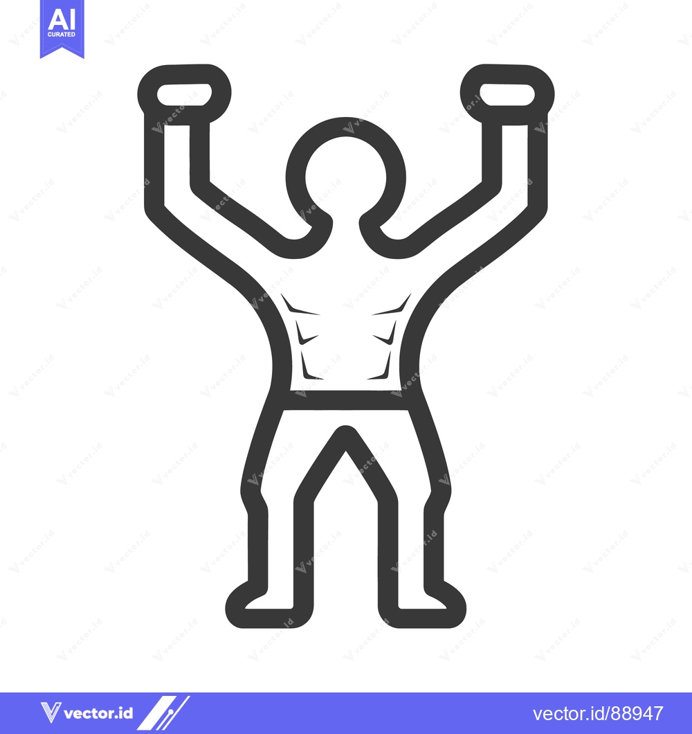 Premium Vector of A Line Drawing Illustrating An Upright Person With Arms Raised