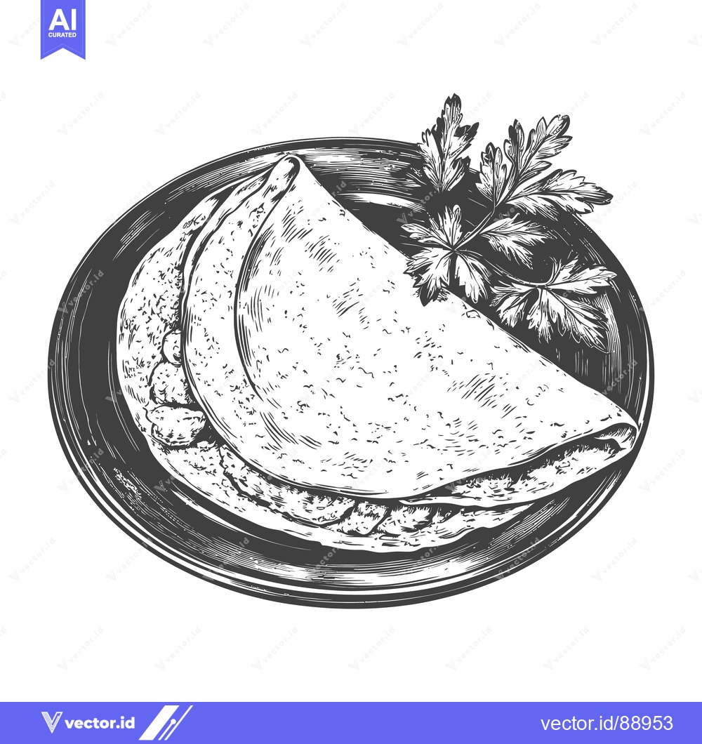 Premium Vector of An illustrated depiction of a delicious crepe with garnish