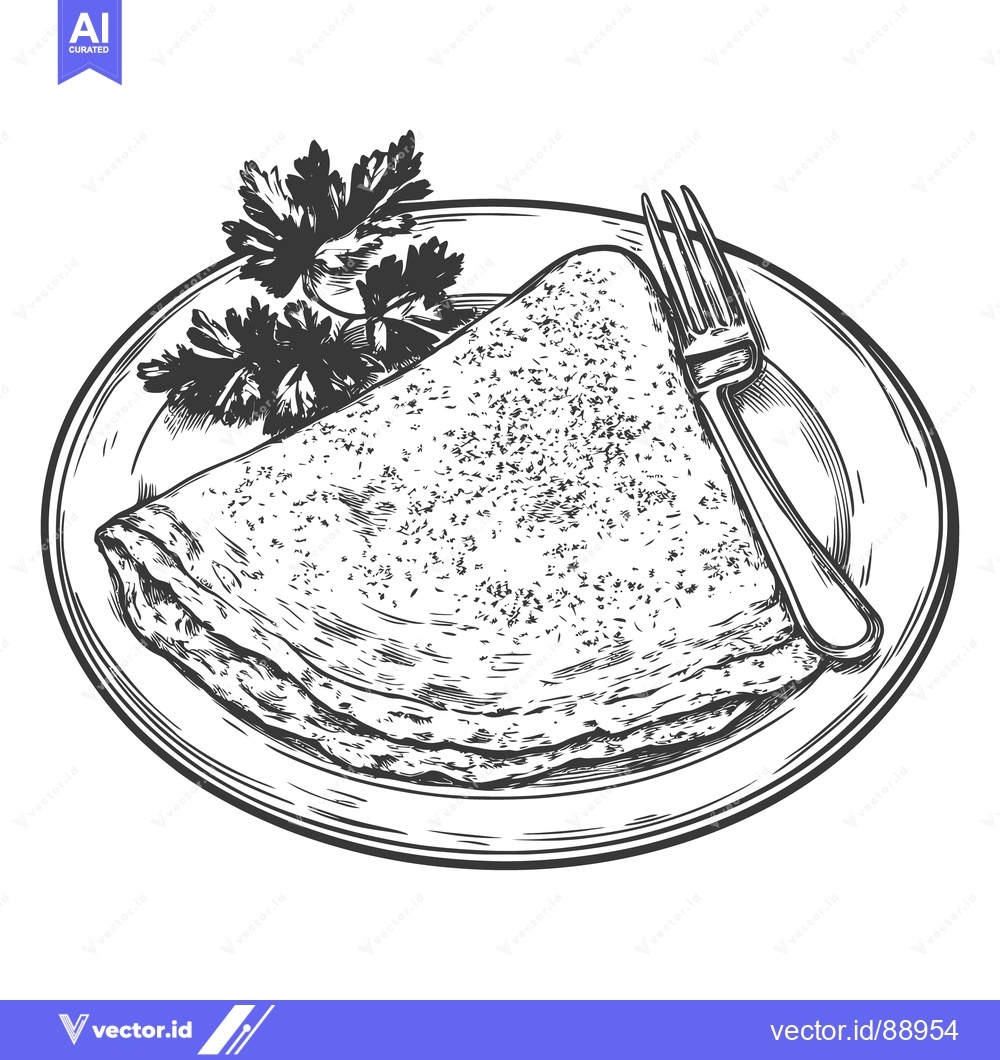 Premium Vector dari A black and white illustration of a plate with food