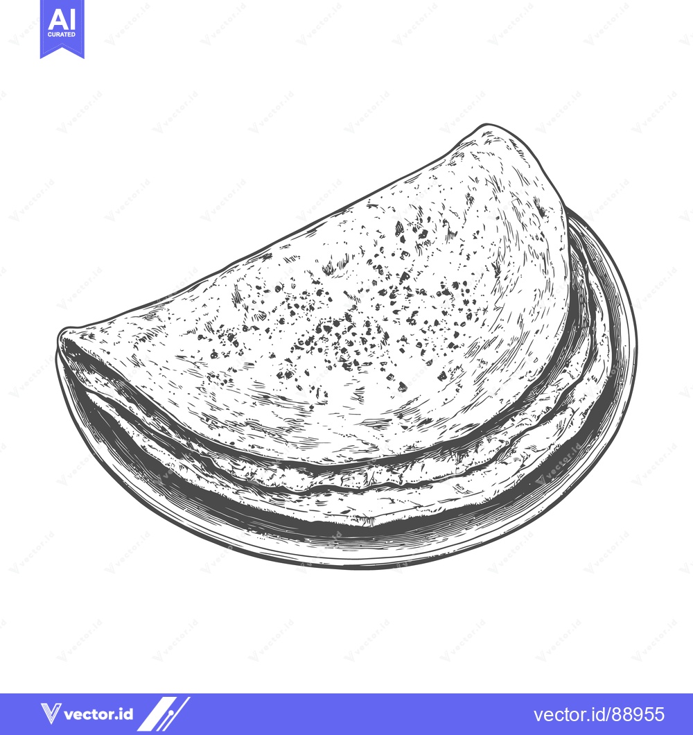 Premium Vector dari A stack of pancakes with slightly folded edges on a plate