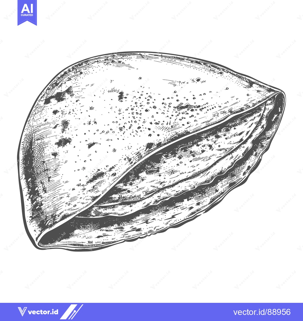 Premium Vector of A detailed black and white illustration of folded flatbread