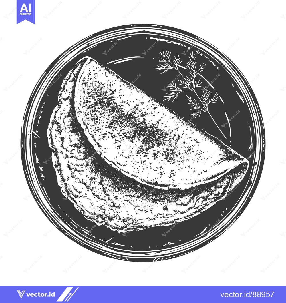 Premium Vector dari A drawing of a crepe served on a dark plate