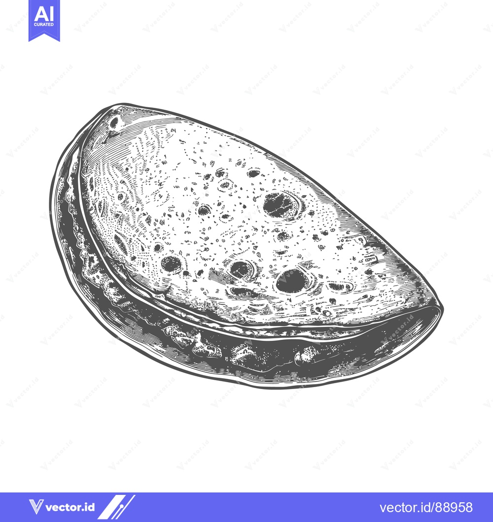 Premium Vector dari A close up monochrome illustration of a folded flatbread