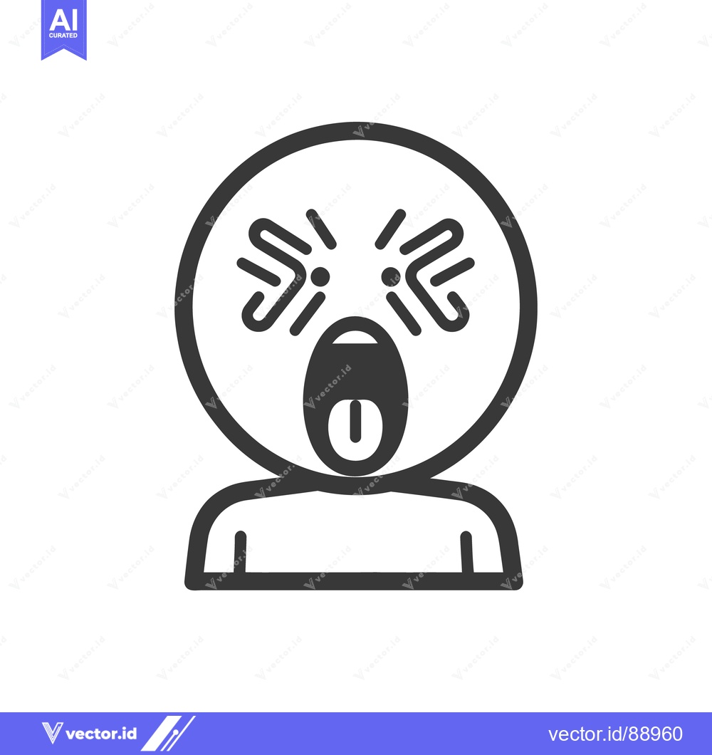 Premium Vector dari An illustrated face with open mouth and stylized eyes showing emotion